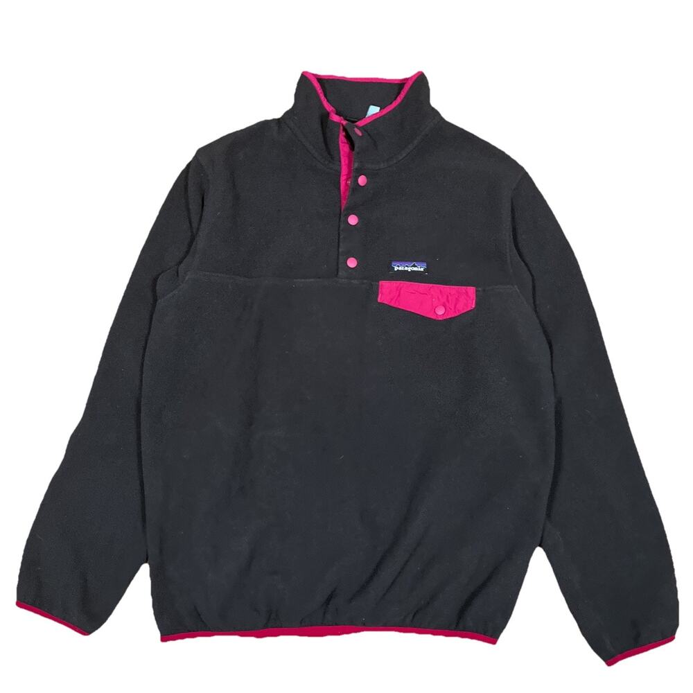Patagonia Synchilla Snap-T Fleece Pullover Womens Large Sweater Grey Pink 25455